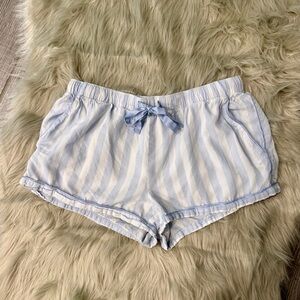 stars above Light Blue & White Striped Sleep Shorts